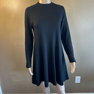 LOFT Black Sweater Dress Womens Small Long Sleeve Knit A Line Minimalist